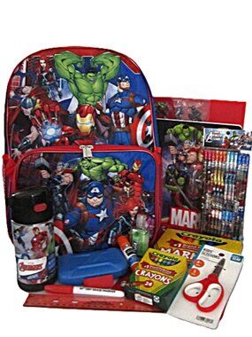 Avengers Backpack. Lunch Bag, Water Bottle & School Supplies NEW